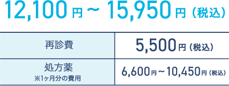 12,100円〜15,950円（税込）