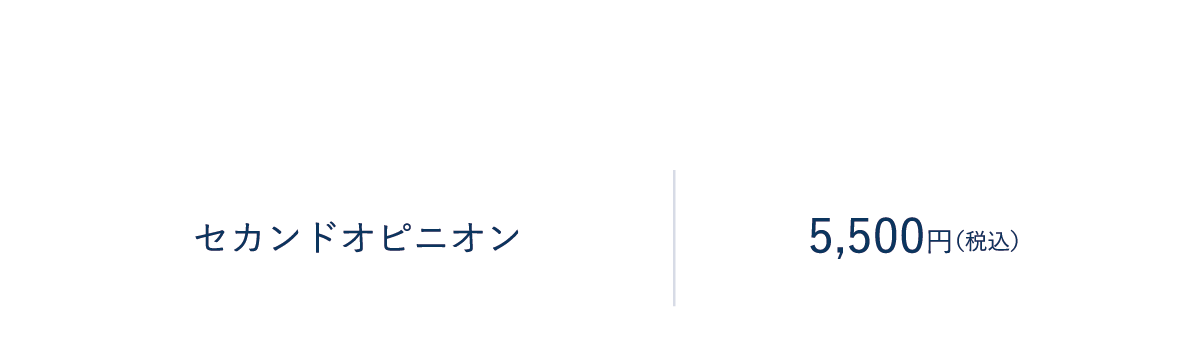 初診費　治療費用の他に、診察費用や血液検査で治療に問題がないか検査いたします。セカンドオピニオン：5500円